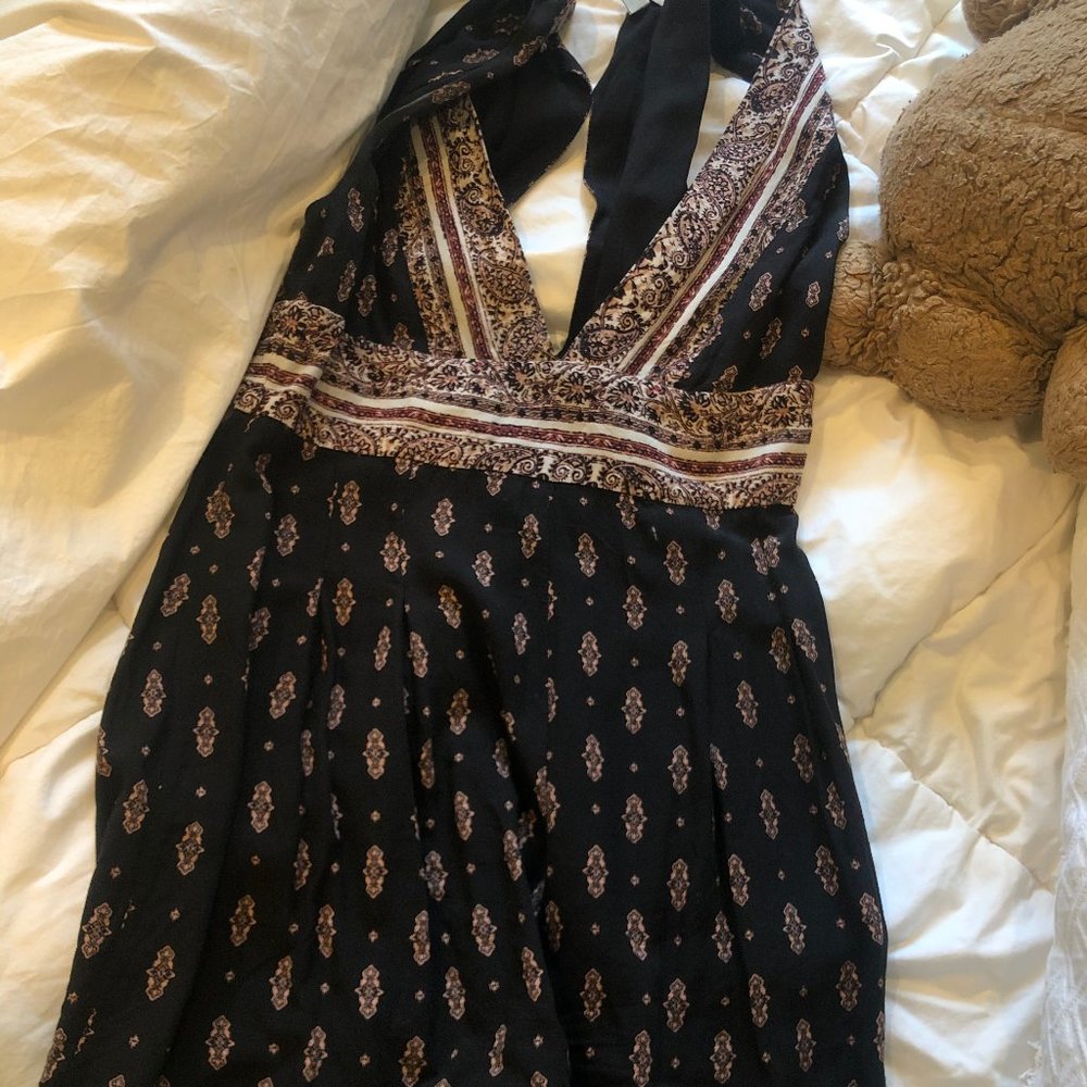 Romper, Jumpsuit, Black, Urban Outfitters, V neck